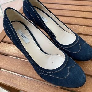Vintage Prade Navy Suede Heels
